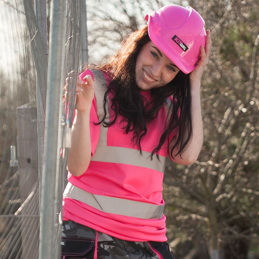Womens See Me Hi Vis Pink Safety Tee Shirt - Pink - Work Kit Girl