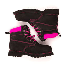 Load image into Gallery viewer, Womens Steel Toe Cap Safety Work Boots - Black/Pink - Work Kit Girl